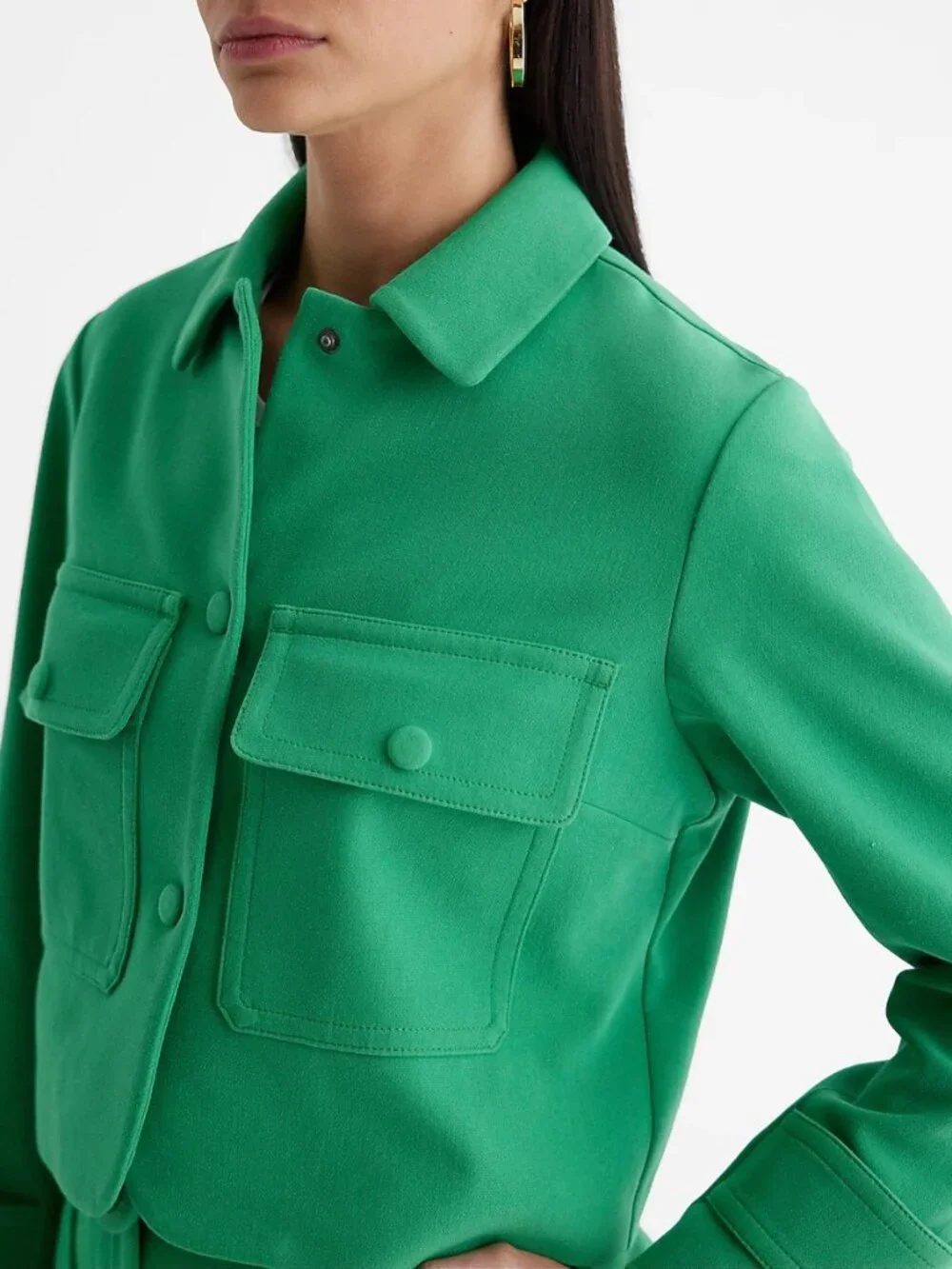 NWT Express Vibrant Green Cropped Utility Jacket - L